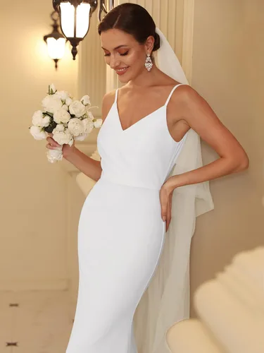 Vista 5 de Ever-Pretty Vestido de novia sin mangas con tirantes delgados para mujer 0213A