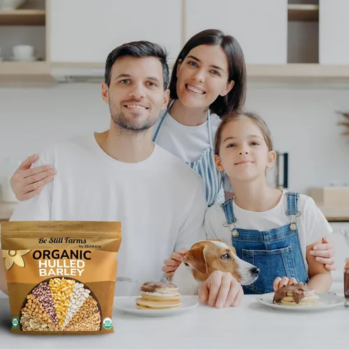 Vista 6 de Grano de cebada descascarillado orgánico, 2.8 libras, semillas de grano de cebada entera a granel