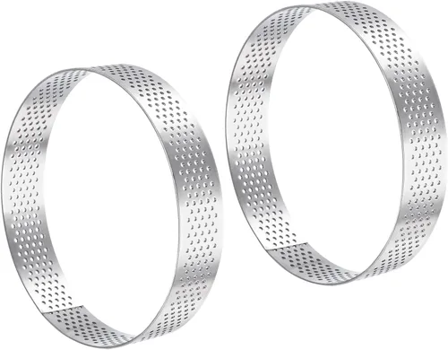 Vista 12 de uxcell 2 anillos de acero inoxidable para hornear, anillo perforado de mousse para hornear, resistente al calor, 1.7 pulgadas de diámetro, 0.8