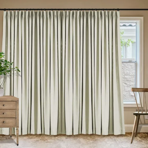 Vista 89 de Frelement Cortinas plisadas de lino de algodón de 100 pulgadas de ancho y 102 pulgadas de largo, cortinas con reducción de ruido para sala