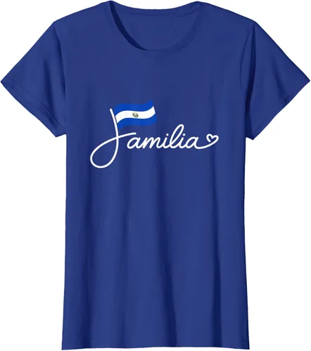 Vista 53 de El Salvador Familia - Camiseta con texto en inglés "La Familia de la Bandera Salvadoreña