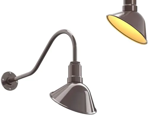 Vista 48 de Steel Lighting Co. Luz de Letrero de Tienda Venice para Pared de Acento de Restaurante al Aire Libre Cúpula de 9 pulgadas Brazo Recto de 6