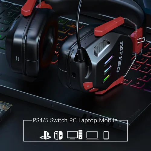 Vista 8 de Auriculares inalámbricos para juegos de 2.4 GHz USB y tipo C para PC, PS4, PS5, Switch, auriculares Bluetooth 5.3 para juegos con micrófono