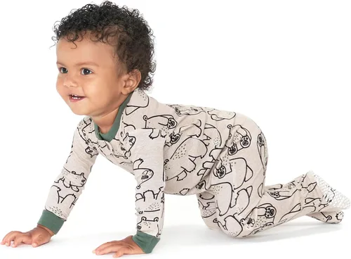 Vista 2 de Gerber - Pijamas con cobertura hasta los pies para bebé, niño - 4 unidades Osos y Camiones Gris