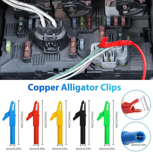 Vista 4 de Linkstyle Kit de sonda trasera de 25 piezas, pasador de sondas traseras multímetro, enchufe de plátano a clip de cocodrilo eléctrico con cables, kit