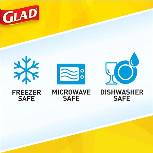 Vista 5 de Glad GladWare Design Series Contenedores de almacenamiento de alimentos con tapas, rectángulo mediano sin plástico BPA para preparación de comidas