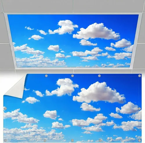 Vista 13 de Cubiertas de luz fluorescente para luces de techo, cubierta magnética de nube para lámparas fluorescentes o LED de 2 pies x 4 pies para aula, hogar