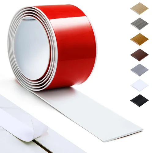 Vista 23 de Bnell Tira de Transición de Piso Autoadhesiva de Vinilo Laminado Tira Cubierta de Piso de 3" Tira Divisora Plana de Piso para Unir Espacios de Piso