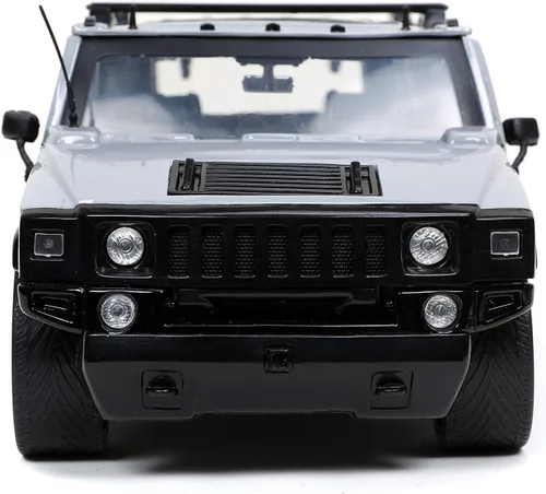 Vista 2 de Jada Toys Just Trucks 1:24 2003 Hummer H2 con estante de coche fundido a presión gris, juguetes para niños y adultos, 32310