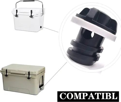 Vista 5 de Tapones de drenaje de repuesto compatibles con enfriadores YETI Tundra y refrigeradores Roadie y accesorios para enfriadores RTIC, con diseño a
