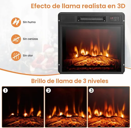 Vista 3 de ORALNER Chimenea Eléctrica de 32" con Repisa, Paquete de Caja de Fuego de Madera Envolvente Independiente Inserto de Chimenea de 18" Calentador