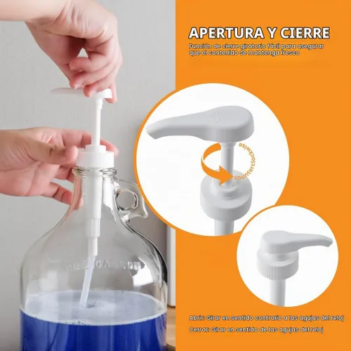 Vista 6 de Dispensador de detergente para ropa de vidrio con bomba Jarra de medio galón 64 oz Food-grade Laundry Detergent Pump Dispenser with airtight