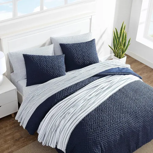 Vista 2 de Nautica - Juego de funda de edredón tamaño individual, ropa de cama de microfibra suave y acogedora con funda a juego, decoración del hogar