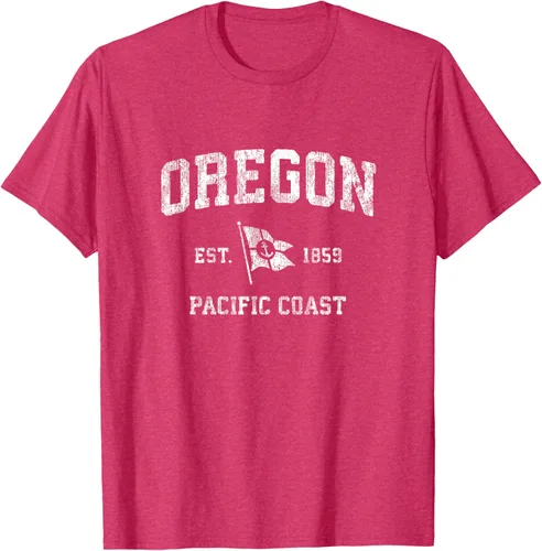 Vista 37 de Oregon Vintage barco ancla bandera diseño de West Coast Retro Tee, hombre S, Arándano
