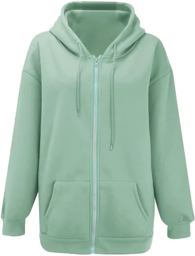 Vista 3 de Sudadera con capucha para mujer, sudadera con capucha con estampado gráfico de letras, media cremallera, suéteres de talla grande para mujer