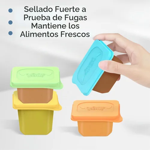 Vista 3 de Tapas de comida para bebés compatibles con contenedores de alimentos Gerber, tapas de silicona sin BPA para almacenamiento de alimentos para bebés