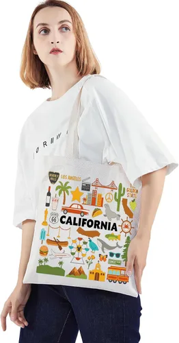 Vista 5 de WZMPA Bolsa de viaje California – Regalo de vacaciones y bolsa de compras – Regalo de recuerdo Calif 2