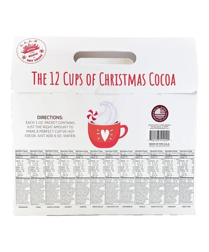 Vista 2 de Regalo de Navidad para café o chocolate caliente – 12 variedades de calendario de Adviento de café de Navidad o cacao para niños y adultos (cacao)