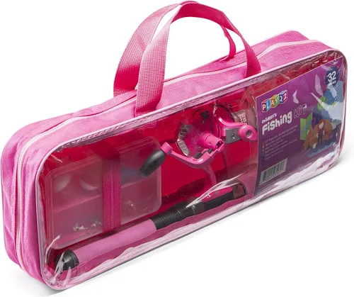 Vista 8 de Play22 Caña de pescar para niños, color rosa, 40 unidades, combos de caña de pescar y carrete, cañas de pesca para niños jóvenes, incluye aparejos