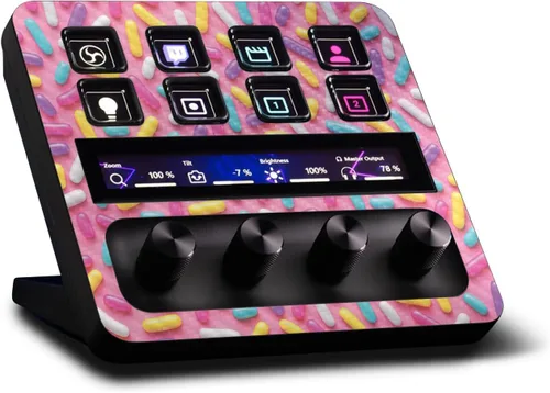 Vista 23 de MightySkins - Piel de fibra de carbono compatible con Elgato Stream Deck + - Morado sólido Acabado de fibra de carbono texturizado protector
