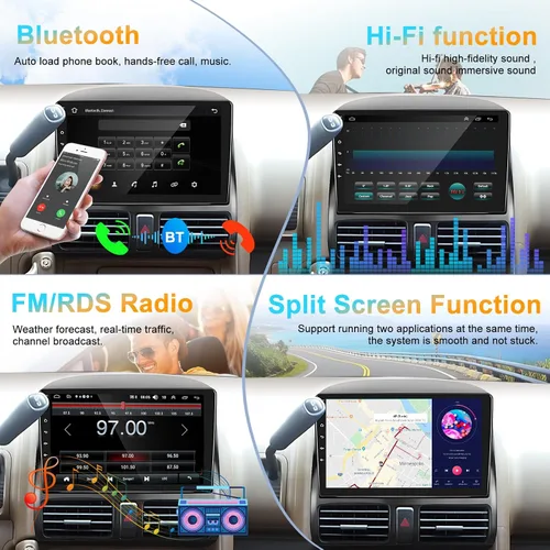 Vista 5 de Podofo Para Honda CRV 2002-2006 inalámbrico Apple Carplay Android Auto, pantalla táctil Android coche estéreo Autoradio unidad principal