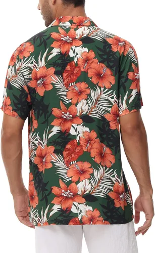 Vista 2 de MCEDAR Hawaiian Shirt for Men Regular Fit Short Sleeve Button Down Summer Beach Tropical Aloha Shirts S-3XL