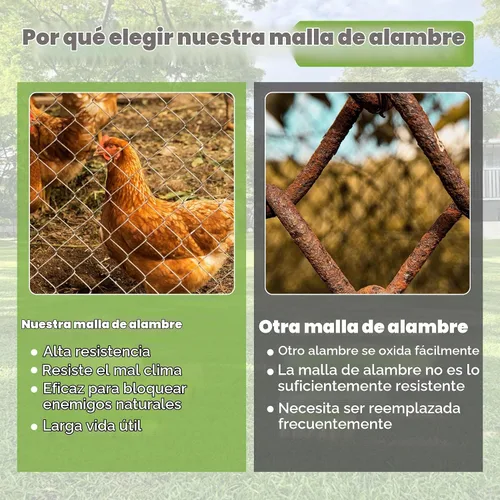Vista 4 de HOSTIC 6 pies x 150 pies de malla de alambre de pollo de 2 pulgadas, malla hexagonal galvanizada para valla de jardín de aves de corral