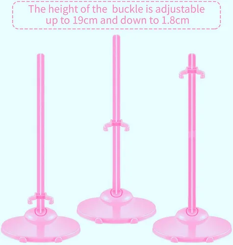 Vista 3 de 10 Pcs Doll Display Holders - Mini Stand for 11-13 Inch Dolls & Action Figures - Pink
