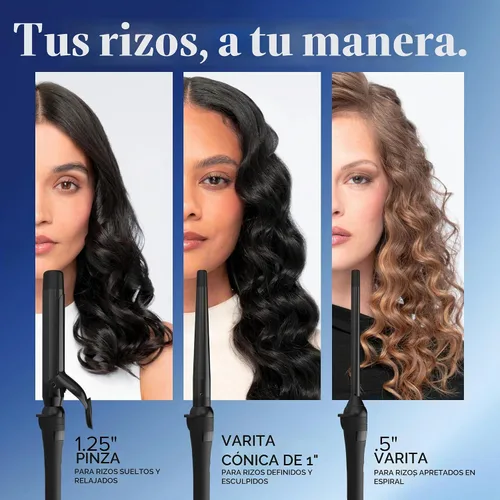 Vista 3 de Bio Ionic Twist - Juego de rizador y varita intercambiables 3 en 1, 1 mango con 3 barriles de cerámica intercambiables