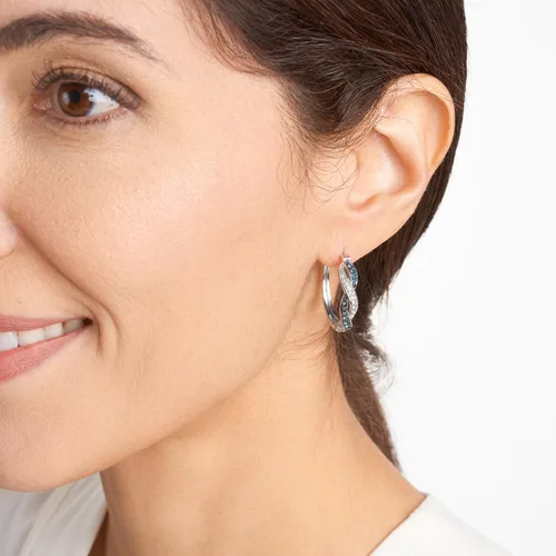 Vista 2 de Tienda Collection Sterling Silver Crystal Twisted Hoop Earrings