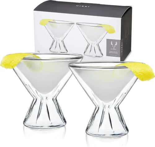 Vista 11 de Viski Vasos de doble pared con diseño de cristal cortado, aptos para lavavajillas, 10.5 onzas, juego de 2
