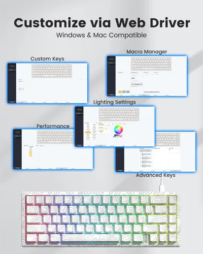 Vista 8 de M68HE Pro - Teclado mecánico para juegos con efecto Hall del 65%, interruptores magnéticos intercambiables en caliente, disparador rápido