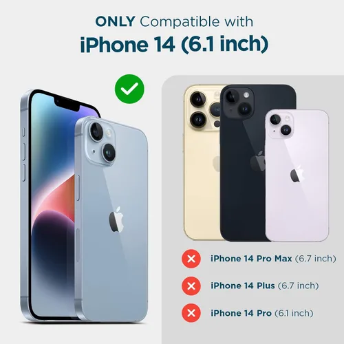 Vista 7 de Case-Mate Funda 3 en 1 para iPhone 14, vidrio templado y protector de lente, protección contra caídas de 15 pies, compatible con MagSafe y carga