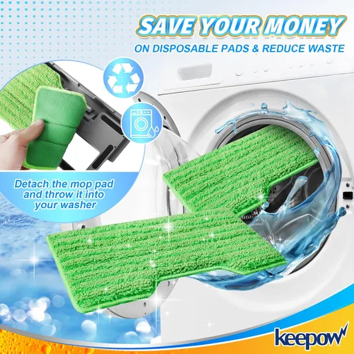 Vista 6 de KEEPOW Almohadillas de repuesto reutilizables para trapeador de vacío