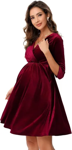 Vista 29 de Camisas de maternidad para mujer, cuello cuadrado, manga larga abombada, linda, casual, blusas, ropa de otoño Albaricoque