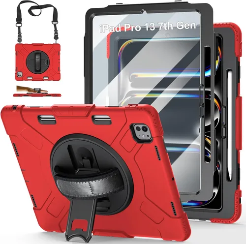 Vista 27 de Funda para iPad Pro 11 M5 2025/M4 2024: Funda protectora para iPad Pro de 11 pulgadas 5ª generación con protector de pantalla, soporte, asa y correa