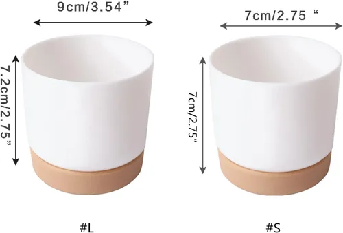 Vista 2 de COOLHOOD Maceta de plástico de cerámica de imitación de alta dureza-Grande/Pequeña Plantadora de suculentas blancas Macetas de plástico Macetas