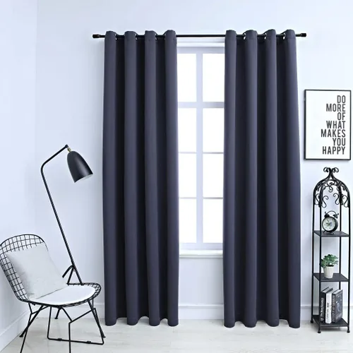 Vista 11 de Cortinas opacas con anillos 2 piezas, aislamiento térmico sólido con ojales, cortinas de ventana de reducción de ruido, cortinas de oscurecimiento