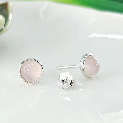 Vista 28 de Pendientes naturales de 0.236 in con chapado en oro blanco sobre plata de ley, bisel cabujón de piedras preciosas regalo de joyería para ella