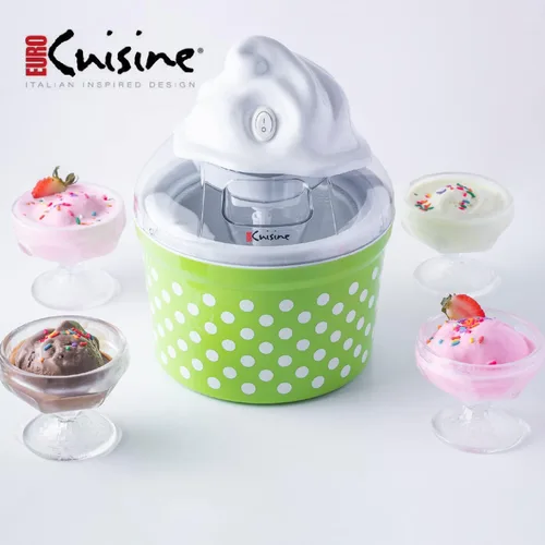 Vista 7 de Euro Cuisine Máquina para hacer helados, sorbetes y yogur congelado, máquina casera para hacer helados para niños con 4 vasos de vidrio, tazón