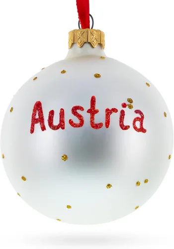 Vista 2 de Bandera de Austria Bola de Vidrio Adorno de Navidad 3,25 Pulgadas
