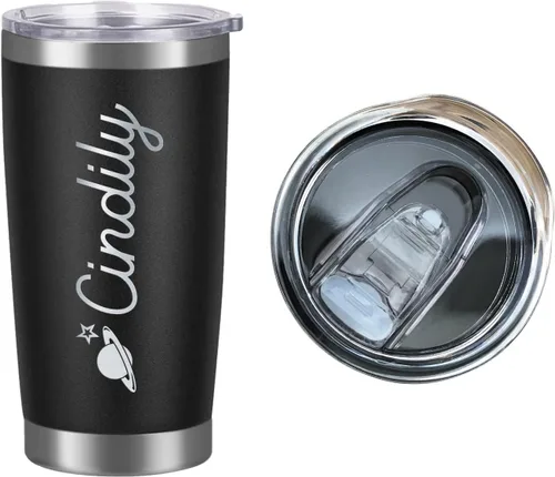 Vista 4 de Taza de café personalizada para mujeres y hombres con nombres, taza de viaje personalizada con tapa y pajita, regalos para el día de San Valentín