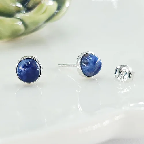 Vista 82 de Pendientes naturales de 0.236 in con chapado en oro blanco sobre plata de ley, bisel cabujón de piedras preciosas regalo de joyería para ella