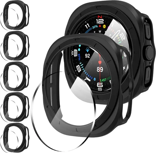 Vista 20 de Suoman 5+5 Pack para Samsung Galaxy Watch 7/8 Ultra 47mm (2024/2025) Estuche, Protector de pantalla de vidrio templado 9H + Funda protectora de PC