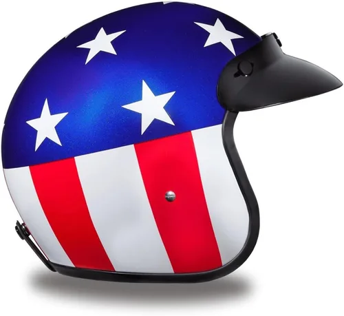 Vista 3 de Daytona Helmets Casco de motocicleta de cara abierta de 3/4 – Aprobado por DOT [Capitán América] [S]
