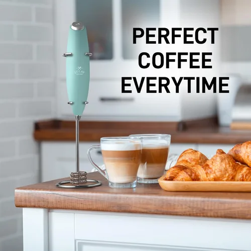 Vista 525 de Zulay Milk Boss Espumador de leche potente manual, hace espuma para latte, batidor para mezclar bebidas, café, miniespumador para capuchino, frappé