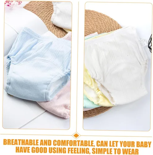 Vista 5 de 2 pañales de algodón para niños y niñas, transpirables, lavables, fundas de pañales para niños y niñas, colores mezclados para entrenamiento y viajes