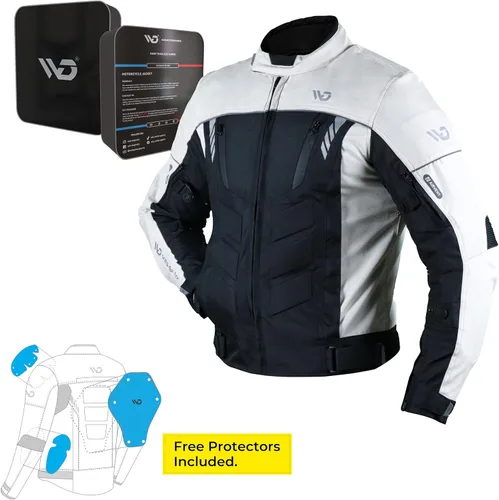 Vista 3 de WD Motorsports Vegas I - Chaqueta de tela impermeable para motocicleta, para todas las estaciones (rojo, M)