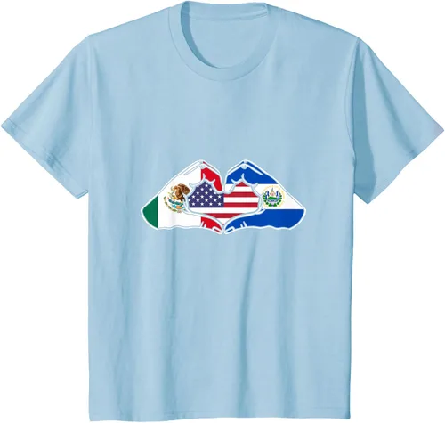 Vista 14 de Corazón manos México, El Salvador y Estados Unidos. Camiseta, Negro