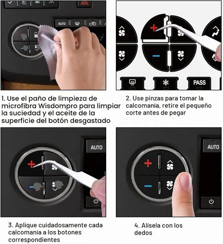 Vista 6 de Wisdompro Kit de reparación de botón de salpicadero de CA para fijar botones de control de A/C arruinados, calcomanías de repuesto para botones
